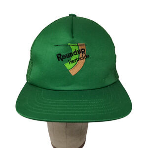 Roundup Herbicide Snapback Trucker Hat Embroidered Logo Green USA Adjustable